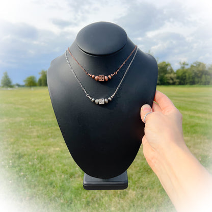Roll The Dice Navajo Style Pearl Necklace - Silver or Bronze