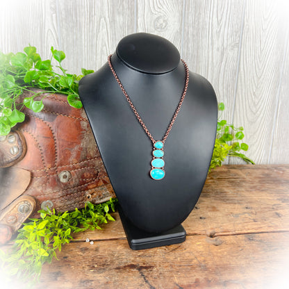 Western Drop Stone Necklace - Bronze