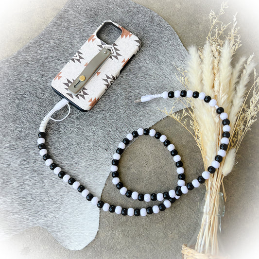 Black & White Beaded Charging Cord