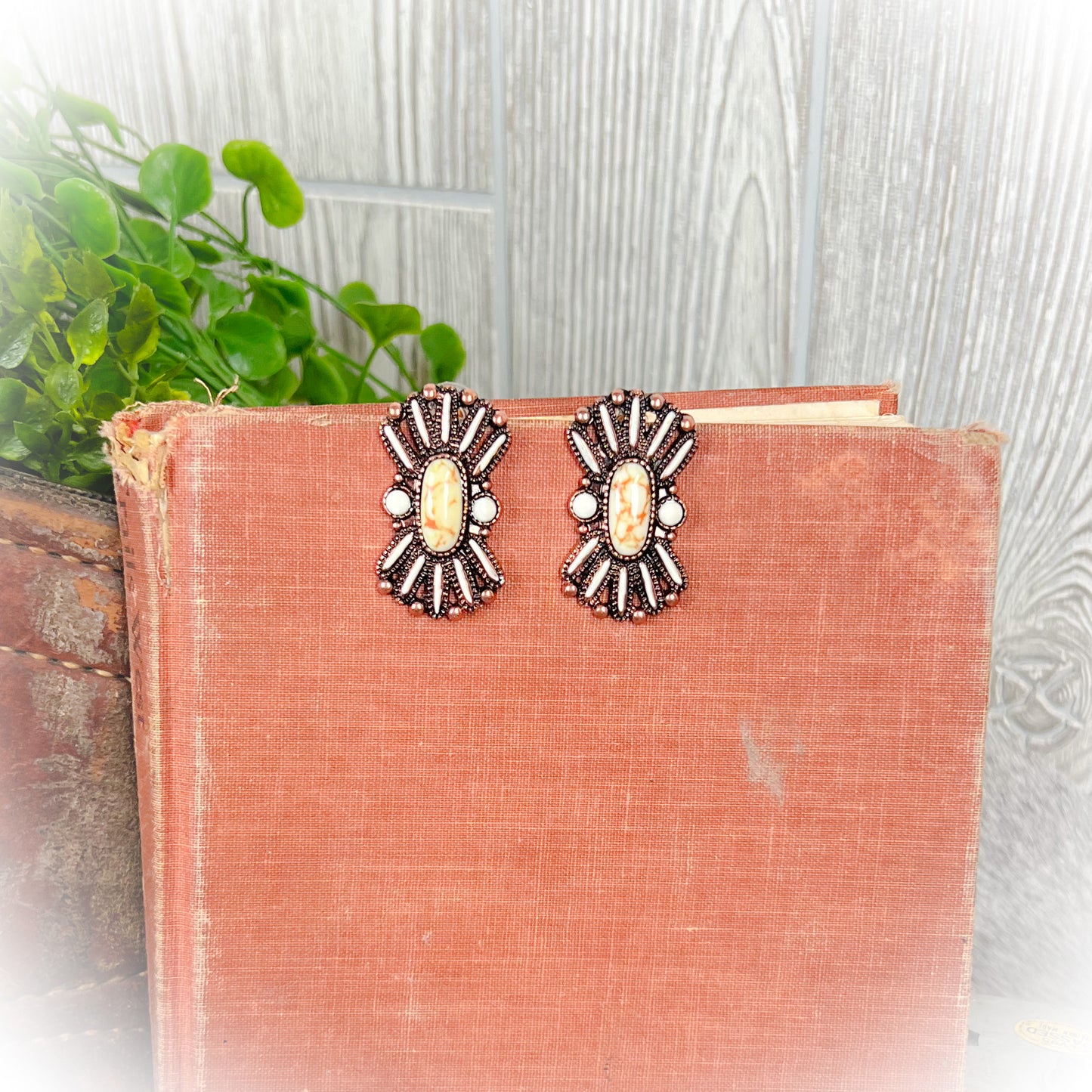 Bronze Star Burst Western Stud Earrings