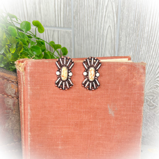 Bronze Star Burst Western Stud Earrings