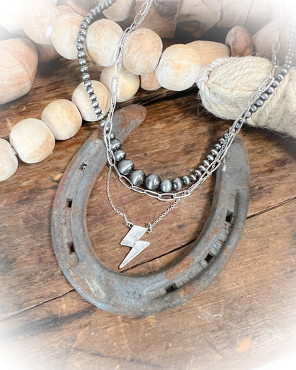 Thunder Lightning Bolt Layered Necklace - Multiple Colors