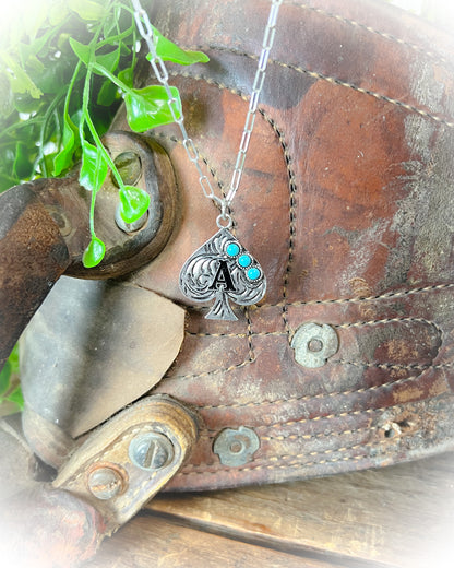 Western Spade Initial Necklace