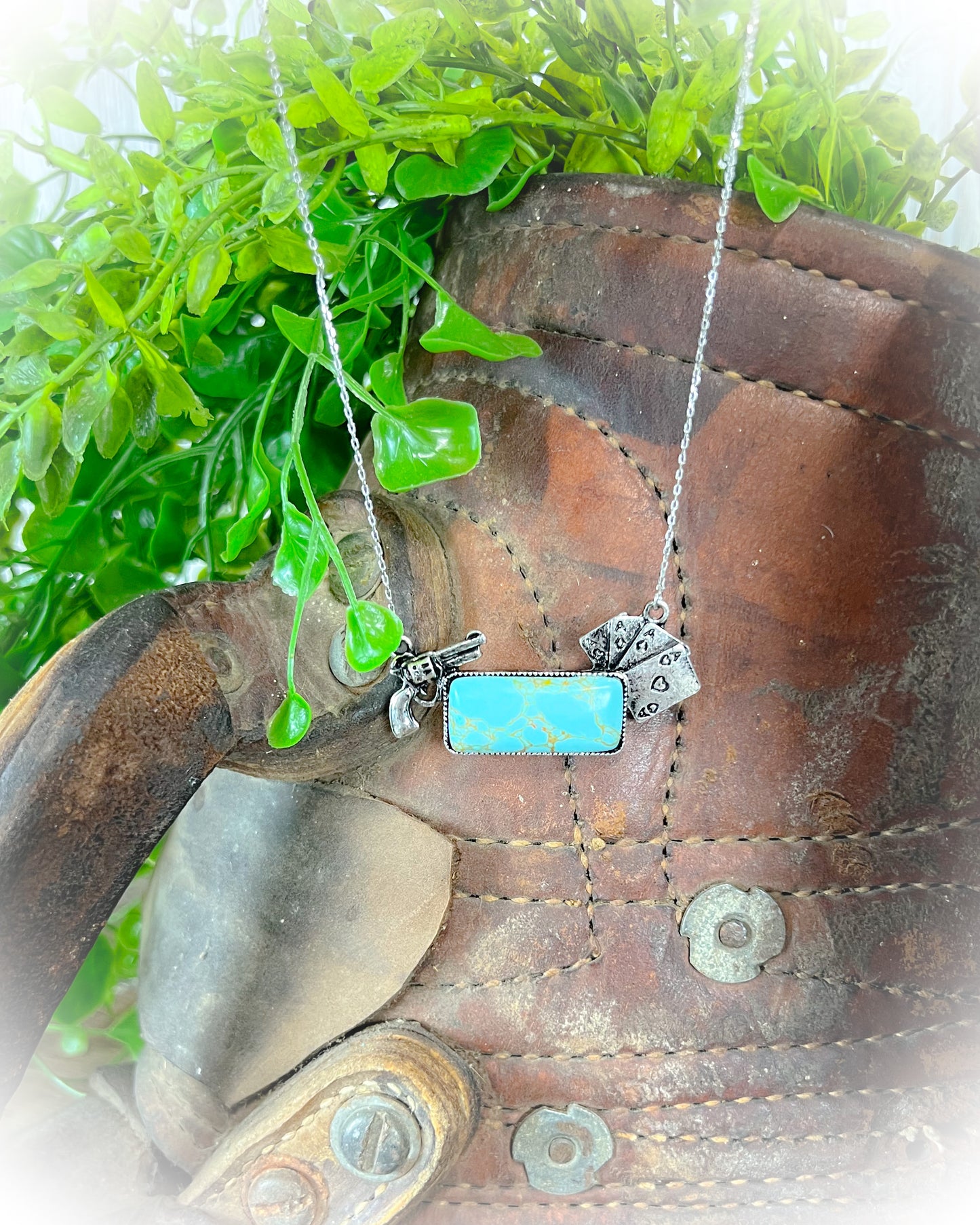 Hold Your Cards Necklace - Turquoise