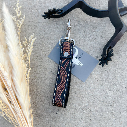 Shadowhorn Cowhide & Tooled Leather Western Keychain