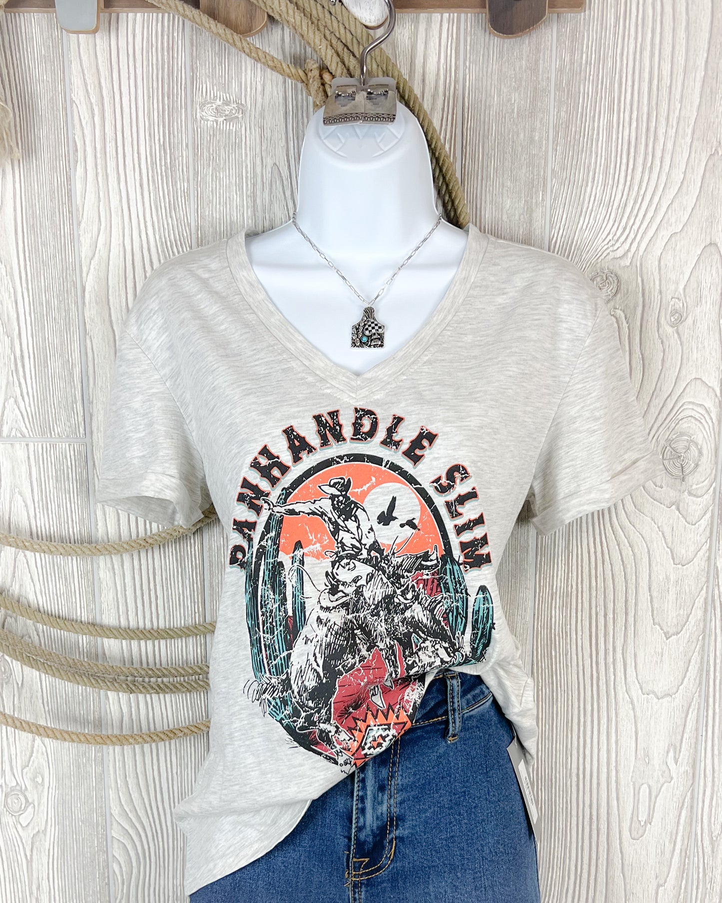 Call Me Cowboy V-Neck Graphic Tee