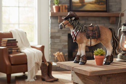 HORSE WITH COWBOY HAT WESTERN DECOR
