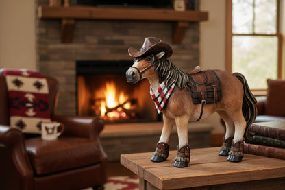 HORSE WITH COWBOY HAT WESTERN DECOR