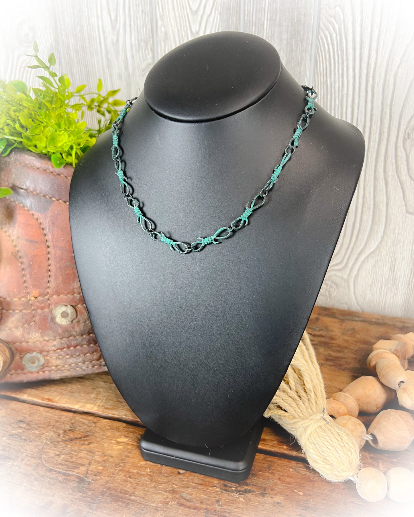 Barbed Wire Necklace - Patina