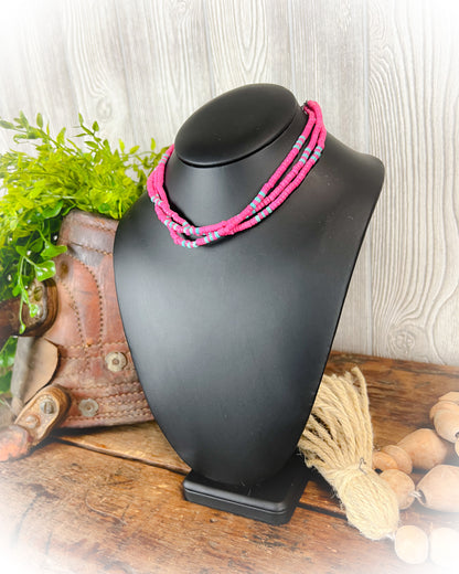 Soul Layered Necklace - Hot Pink