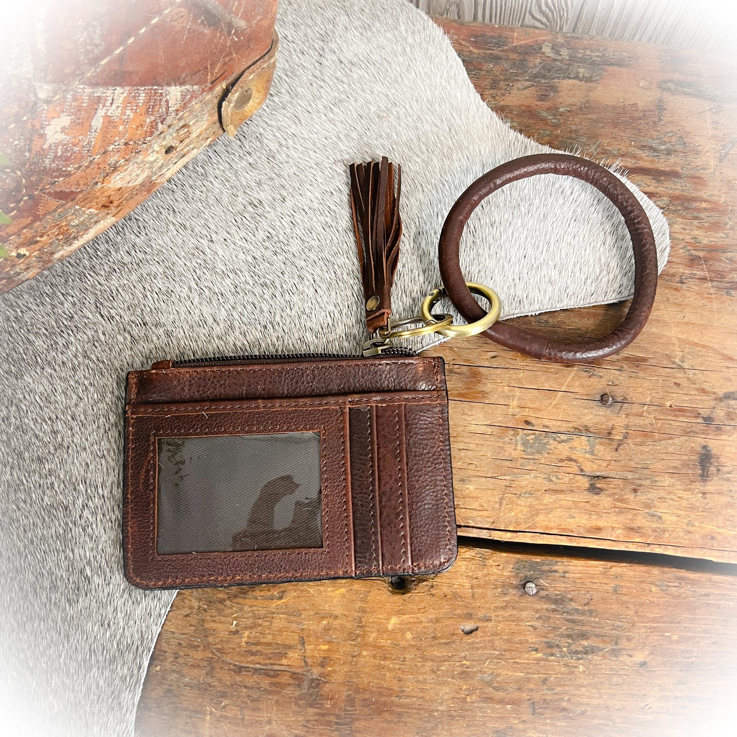 Thunderbird Tooled Leather Wristlet and Card Holder | Western