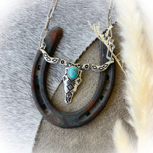 Western Statement Steer Head Necklace