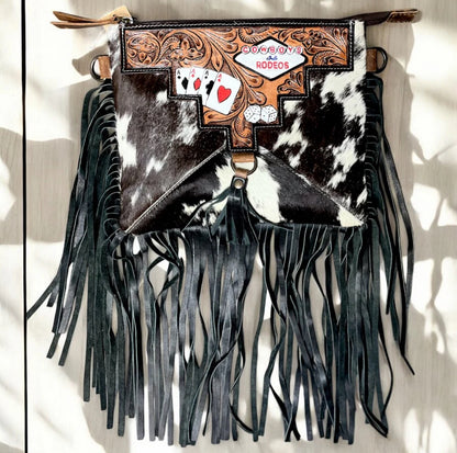 Cowboys & Rodeos Tooled Leather & Cowhide Concealed Carry Purse
