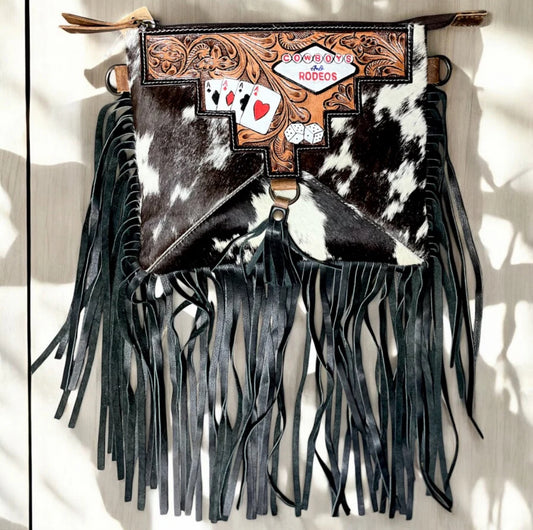 Cowboys & Rodeos Tooled Leather & Cowhide Concealed Carry Purse