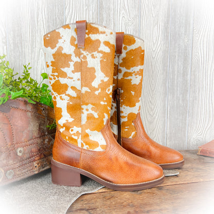 Cowhide & Leather Western Boots – Rounded Toe