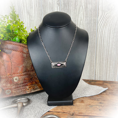 Pink Coral Western Aztec Bar Necklace