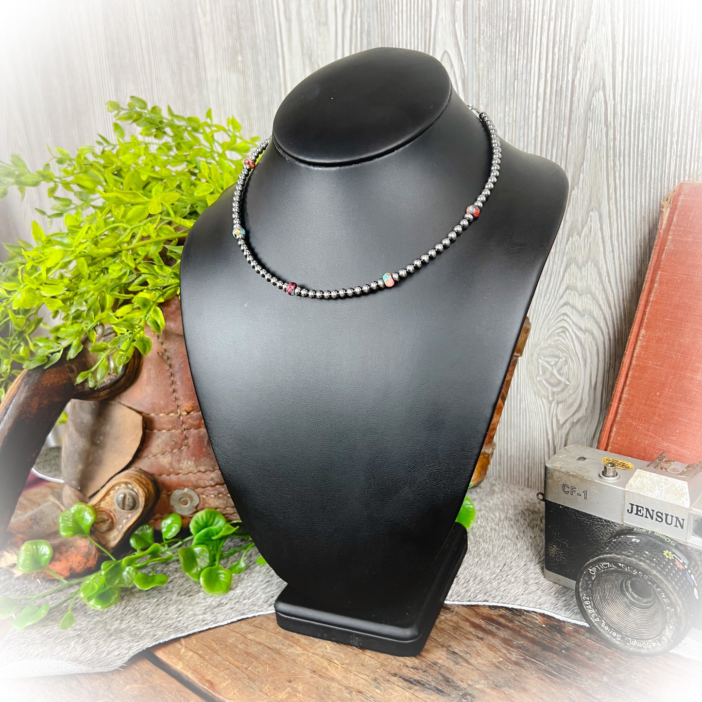 Maisie - Mohave Turquoise & Sterling Silver Pearl Choker Necklace