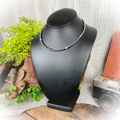 Maisie - Mohave Turquoise & Sterling Silver Pearl Choker Necklace