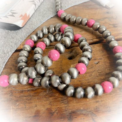Pink & Navajo Style Pearl Beaded Western Charging Cord
