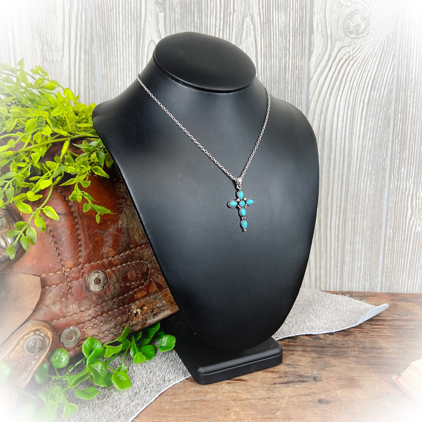 Western Turquoise Cross Necklace