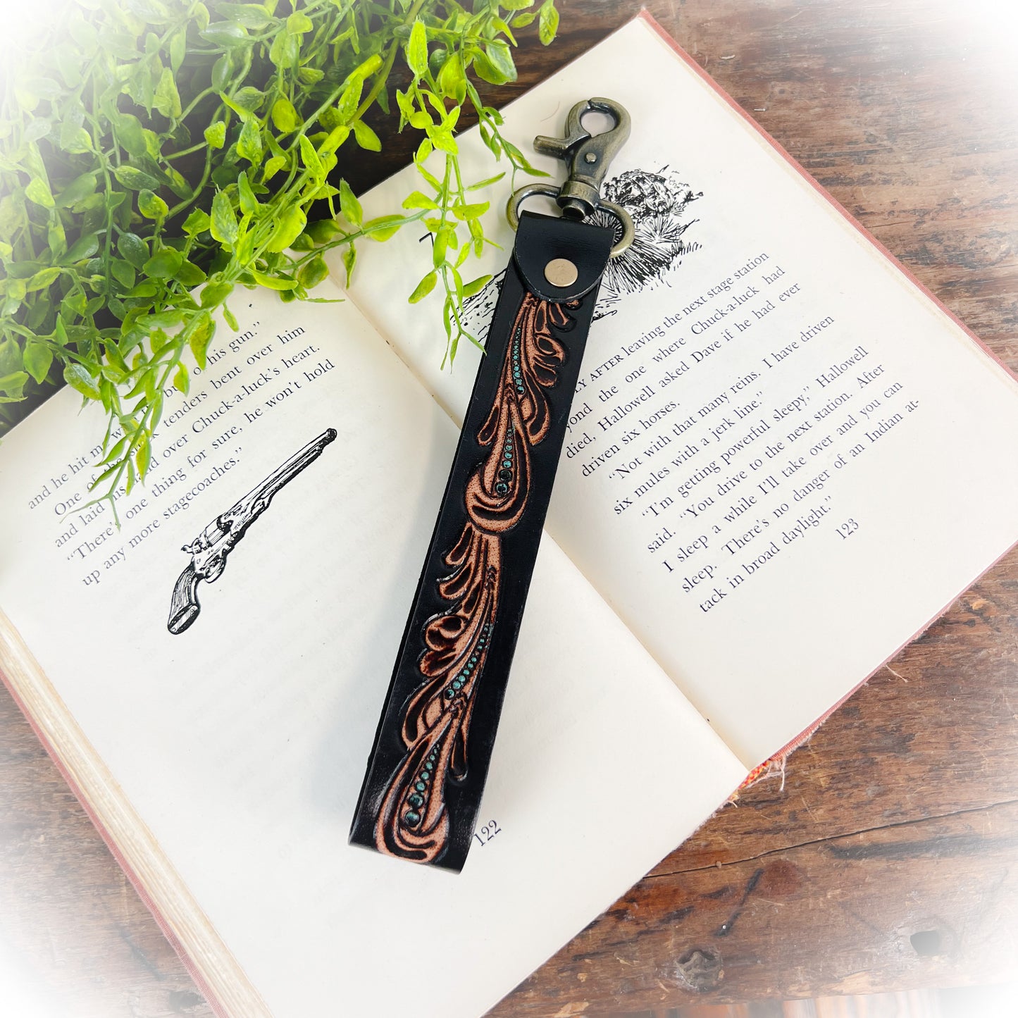 Blacksmith Trail Tooled Leather Keychain