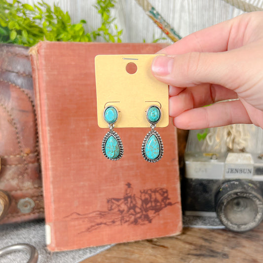 Western Turquoise Teardrop Earrings