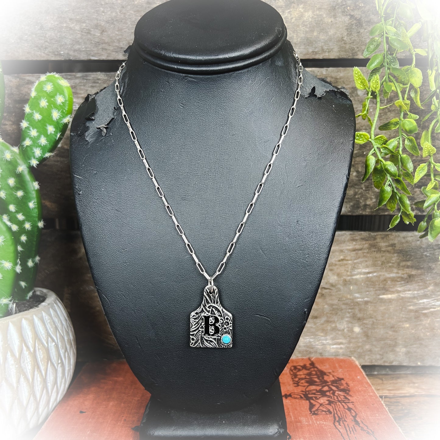 Cow Tag Initial Necklace