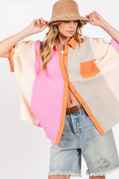 Color Block Button-Down Shirt - Online Exclusive