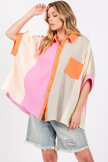 Color Block Button-Down Shirt - Online Exclusive