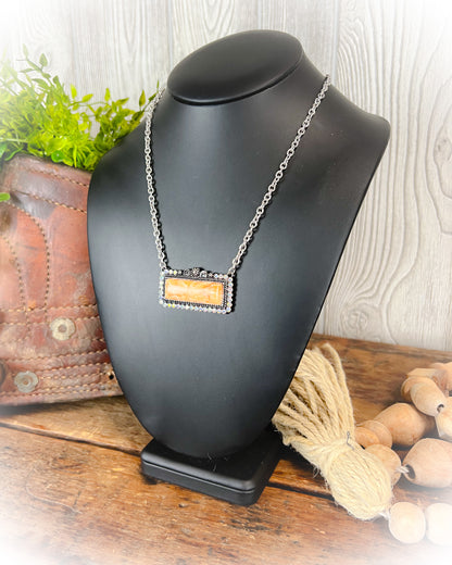 Fancy Western Bar Necklace - Orange