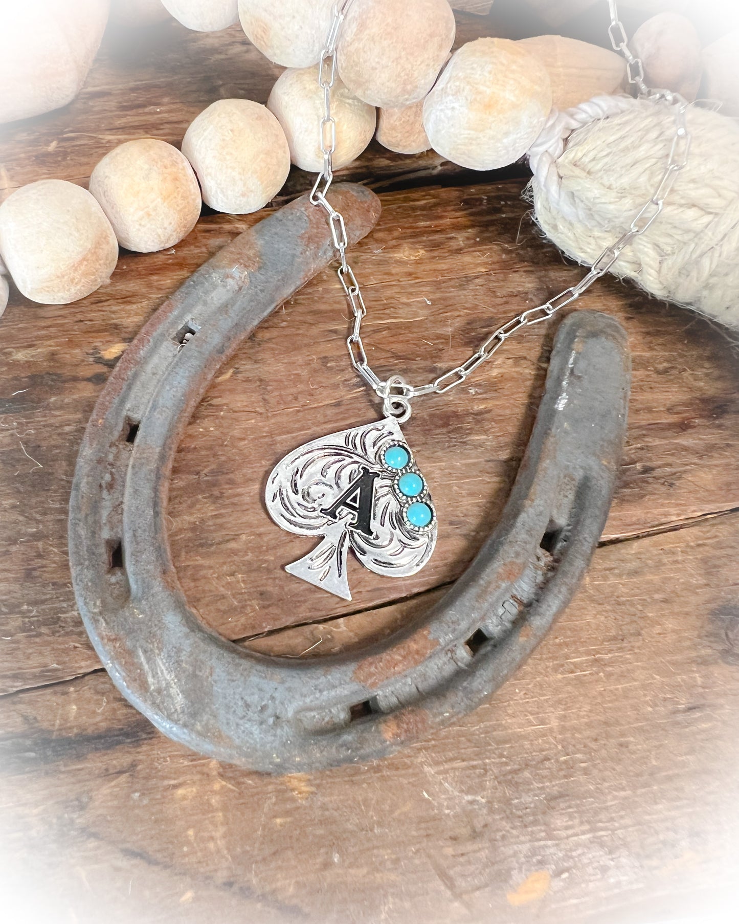 Western Spade Initial Necklace