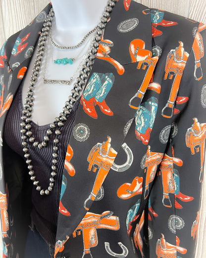 Trendy Western Print Blazer