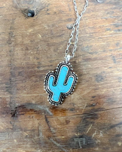 Cactus Stone Necklace - Turquoise