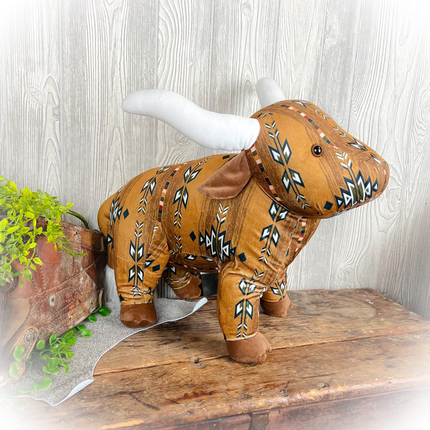 Longhorn Bull Western Plushie – Multiple Colors | 18" x 12" | Limited-Time Doorbuster