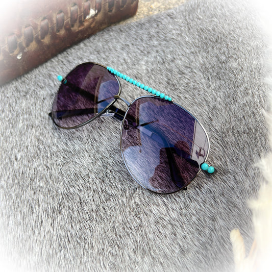 Aviator Western Boho Turquoise Stone Sunglasses