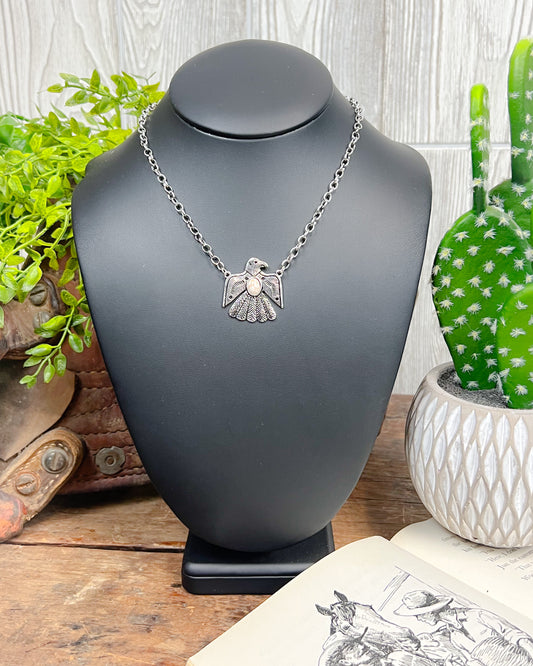 Thunderbird Pendant Necklace - White