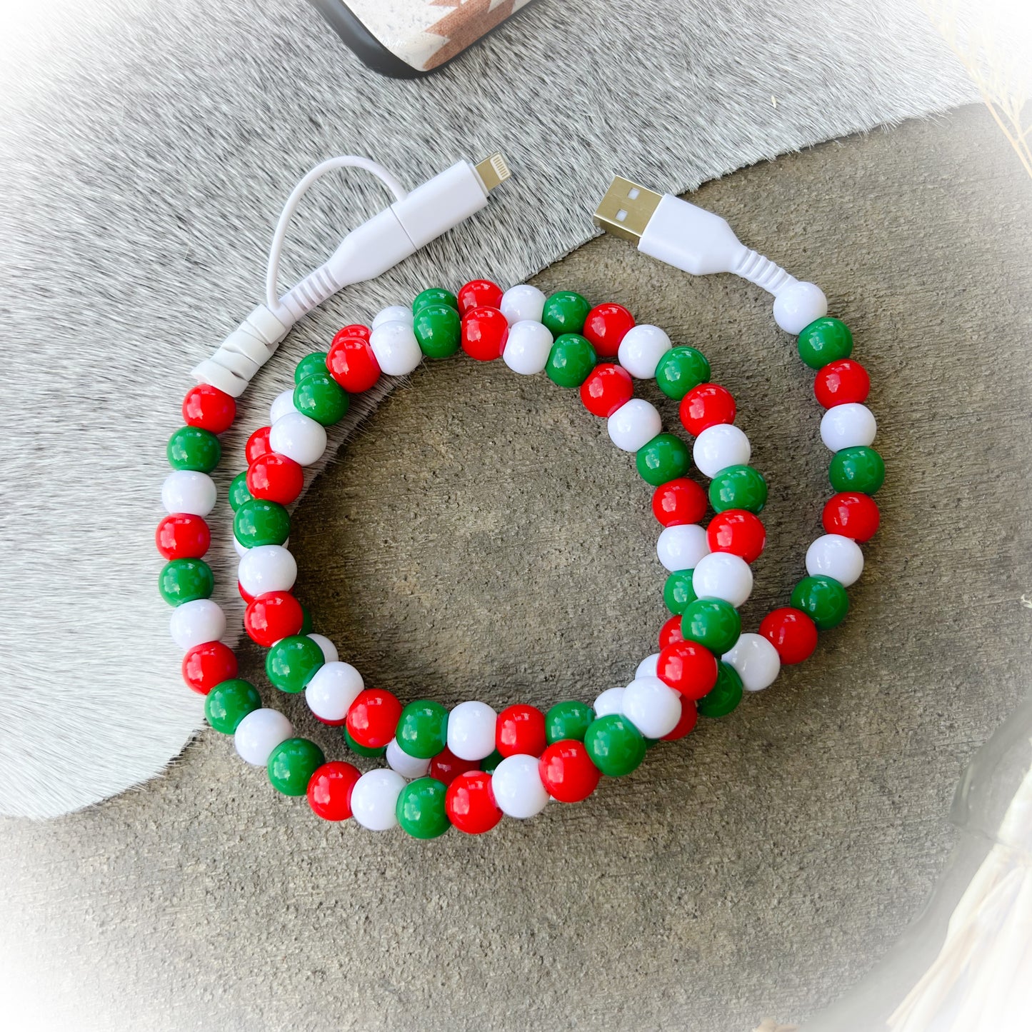 Christmas Beaded Chargning Cord