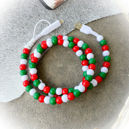 Christmas Beaded Chargning Cord