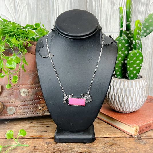 Hold Your Cards Necklace - Pink