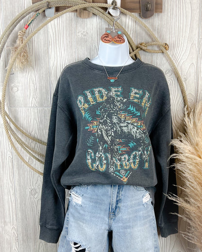 Ride Em Cowboy - Oversized Crewneck Sweater