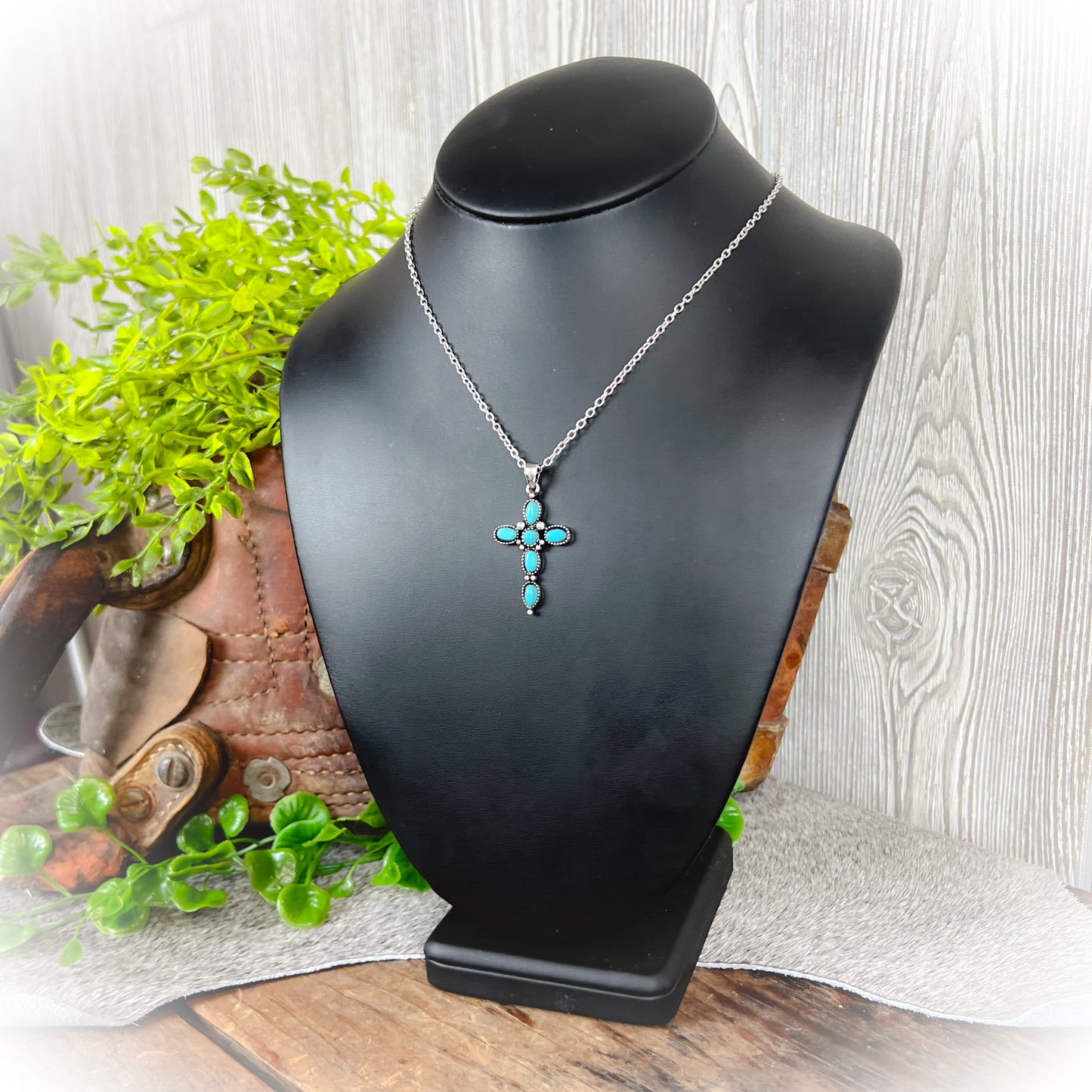 Western Turquoise Cross Necklace