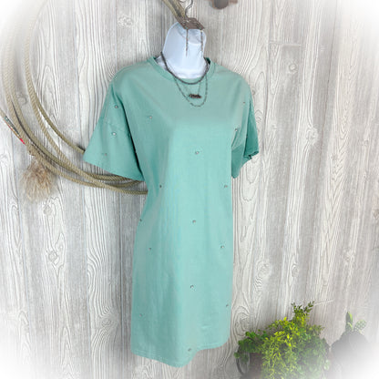 Turquoise Rhinestone - Tee Shirt Dress