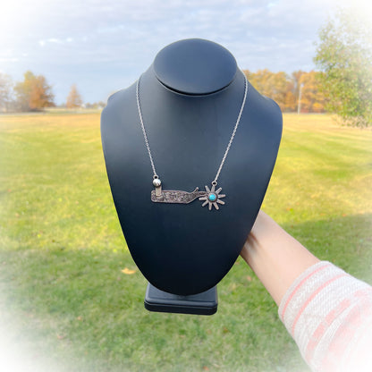 Western Cowboy Spur Necklace - Silver