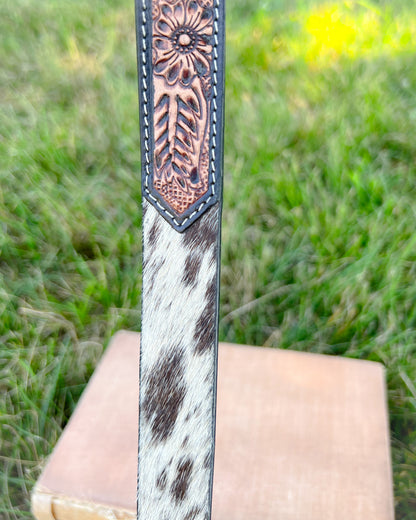 Dreamer Tooled Leather & Cowhide Western Belt