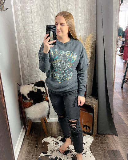 Ride Em Cowboy - Oversized Crewneck Sweater