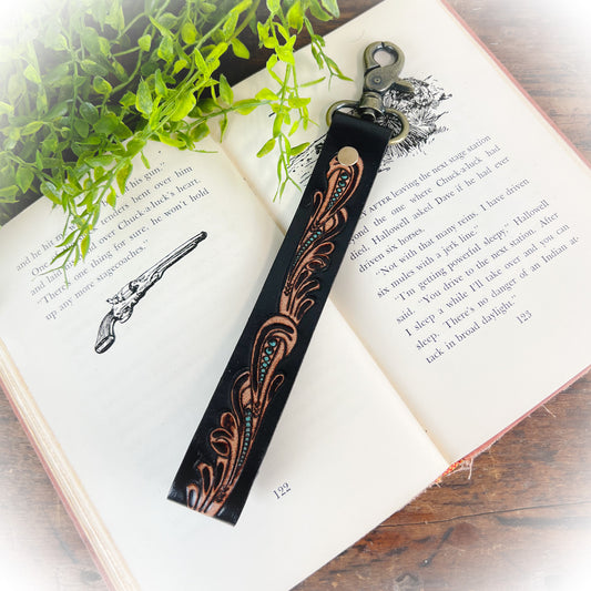 Blacksmith Trail Tooled Leather Keychain