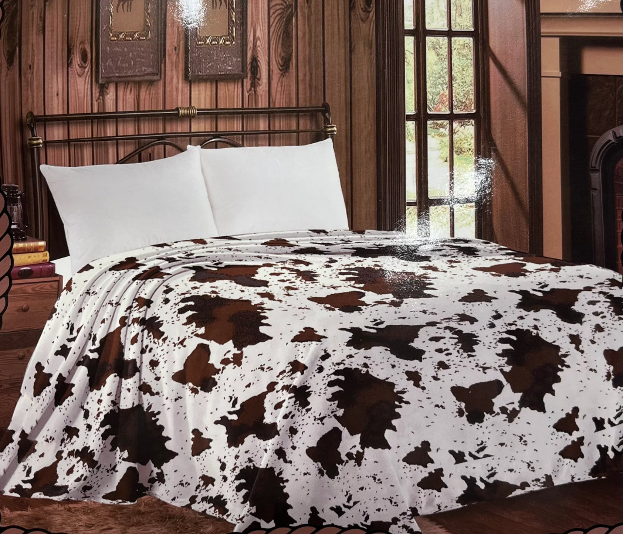 Western Cow Print Blanket | Super Soft Cowhide-Inspired Throw – Twin Size
