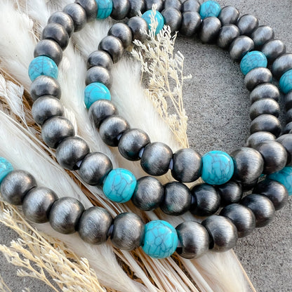 Navajo Style Pearl & Turquoise Beaded Western Charging Cord+