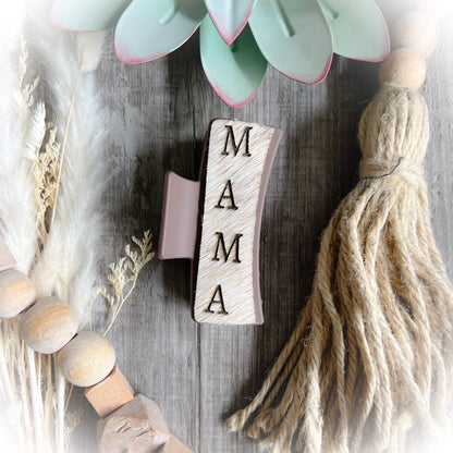 Mama Western Cowhide Claw Clips