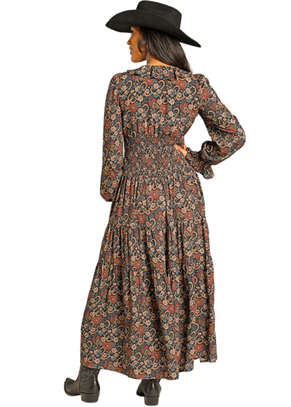 Navy Floral Horseshoe Western Dress